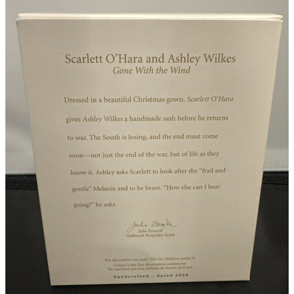 2008 Hallmark Ornament-Scarlett O'Hara Ashley Wilkes Gone With The Wind NEW - Picture 2 of 2